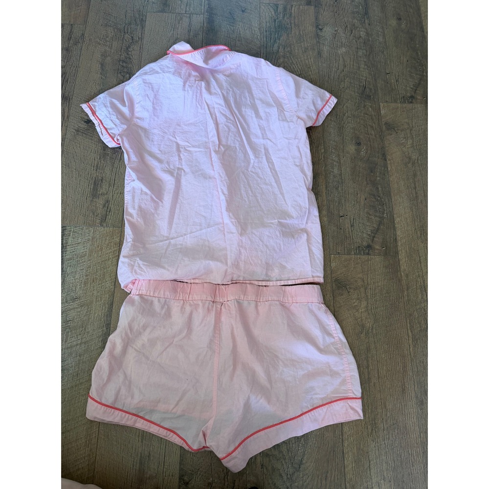 J. Crew Short Sleeve pajama Set in End On End Cotton Set Women Medium Pink - Picture 3 of 7